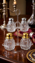 Luxury 4-Piece Glass Spice Jar Set with Stand
