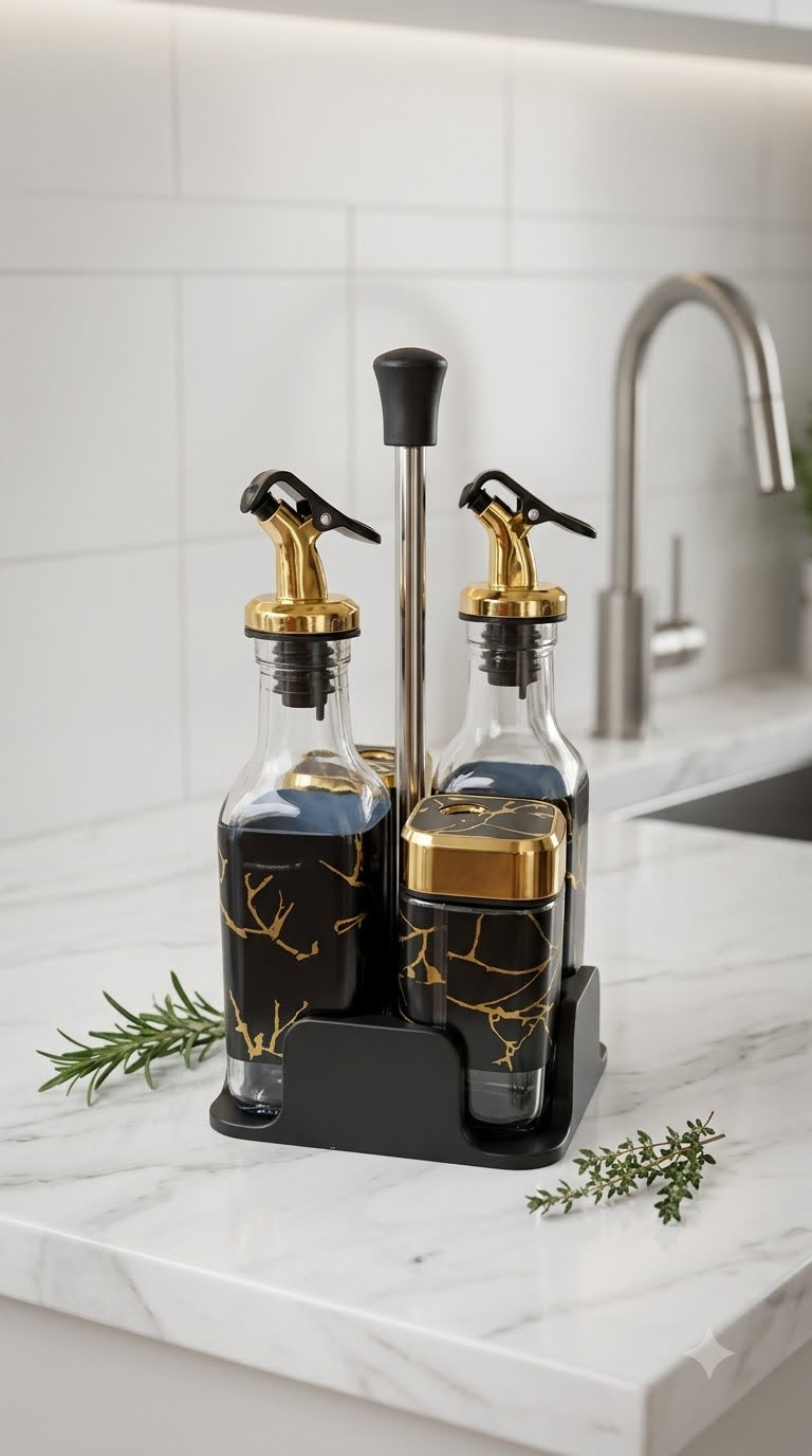 Luxury 3-Piece Oil & Vinegar Dispenser Set