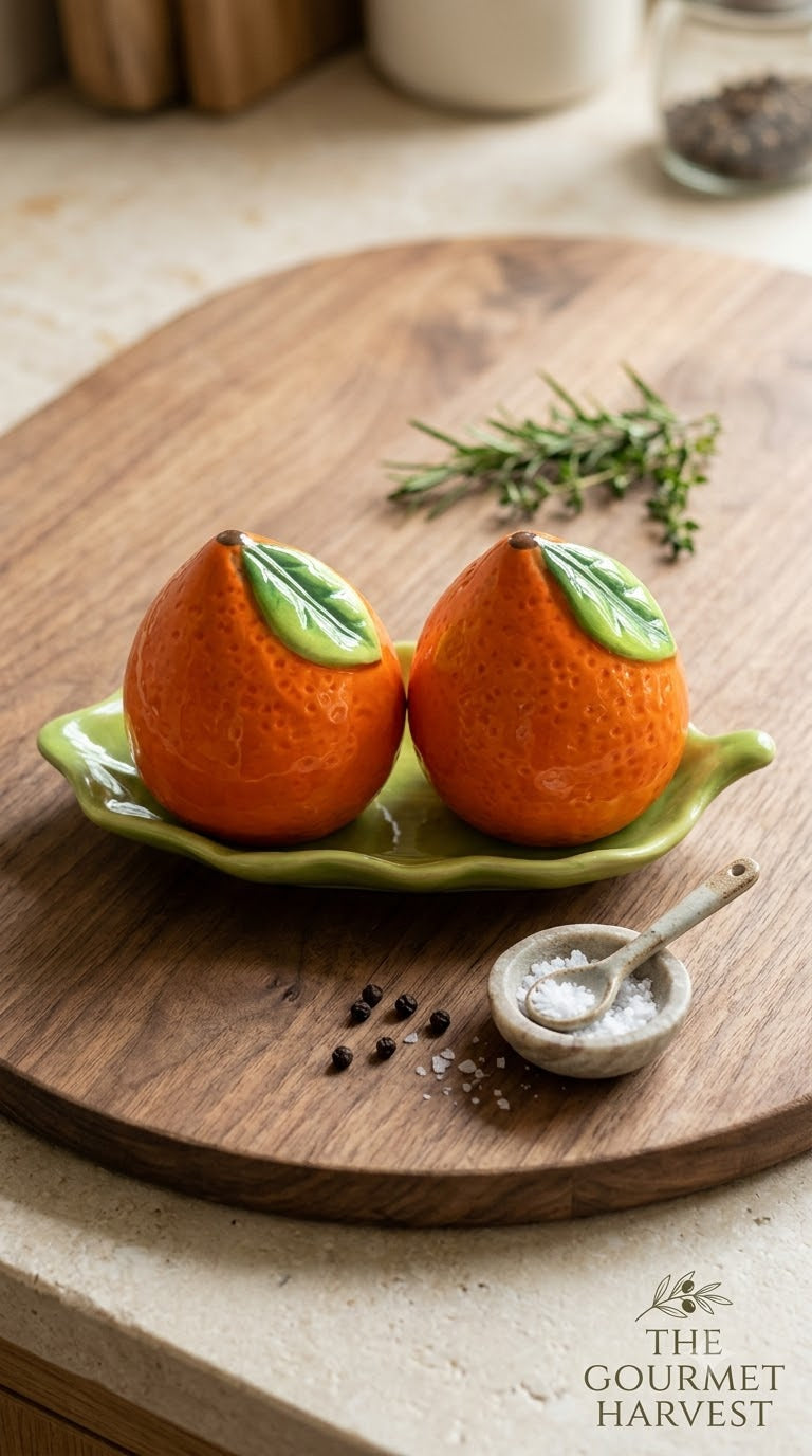 Ceramic Salt & Pepper Shaker Set with Tray