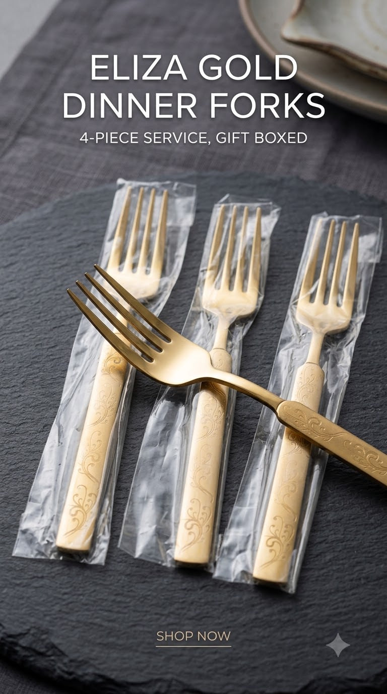 Eliza Gold Premium Dinner Forks – 4-Piece Gift Boxed Set