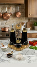 Luxe Noir Black & Gold Oil & Spice Dispenser Set – 4-Piece Collection
