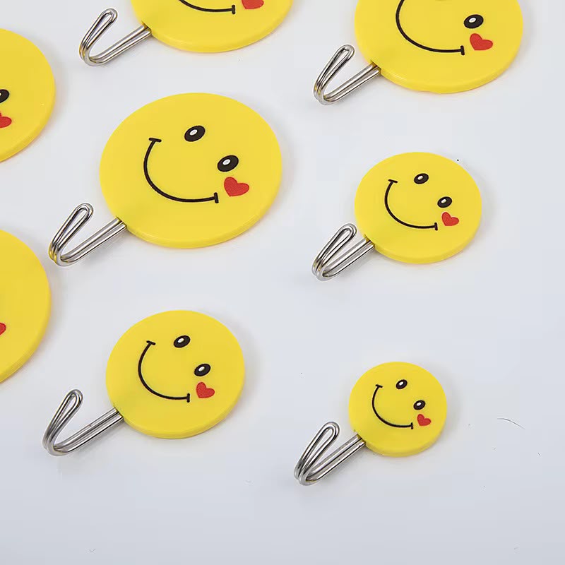 Smiley Adhesive Wall Hooks – Pack of 12