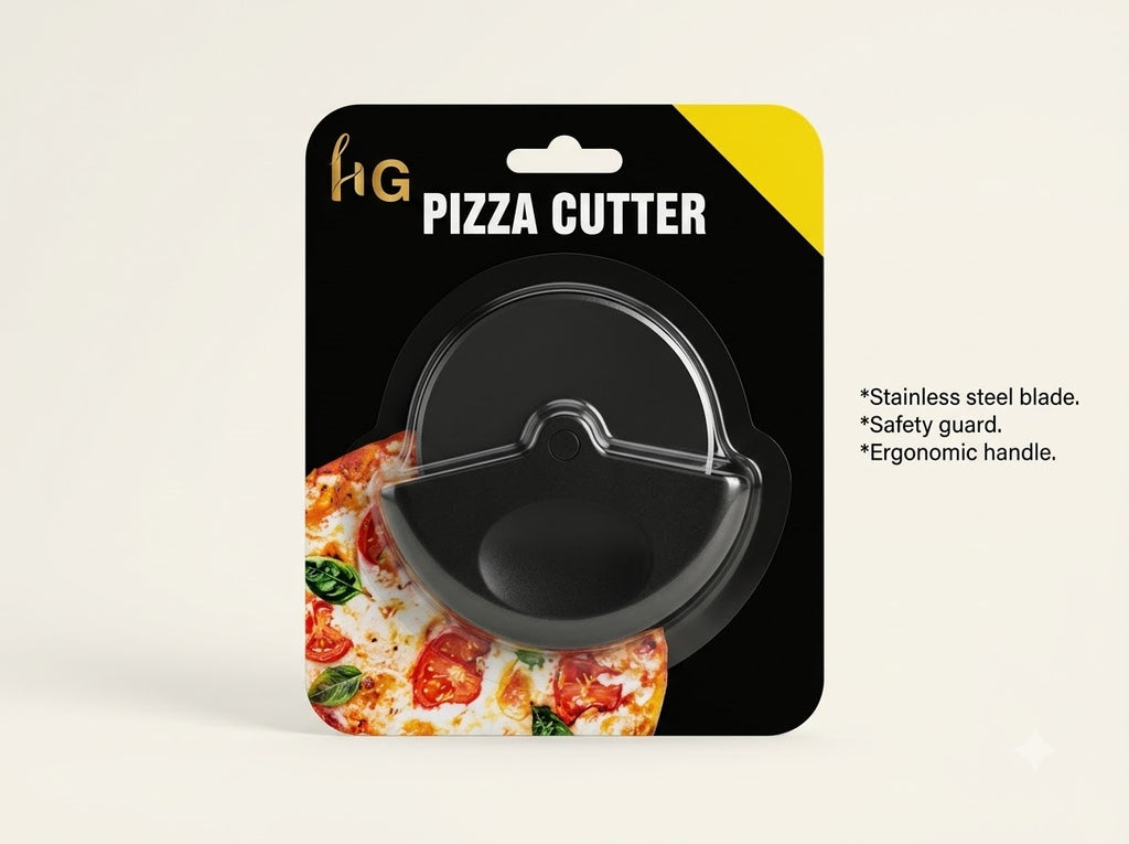 Pizza Cutter with Safety Guard – Stainless Steel Blade