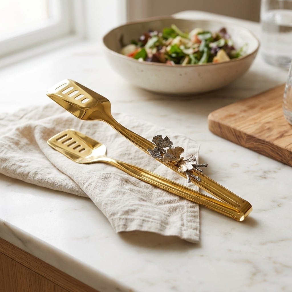 Royal Gold Butterfly Serving Tongs – Elegant Metallic Cutlery for Luxury Dining