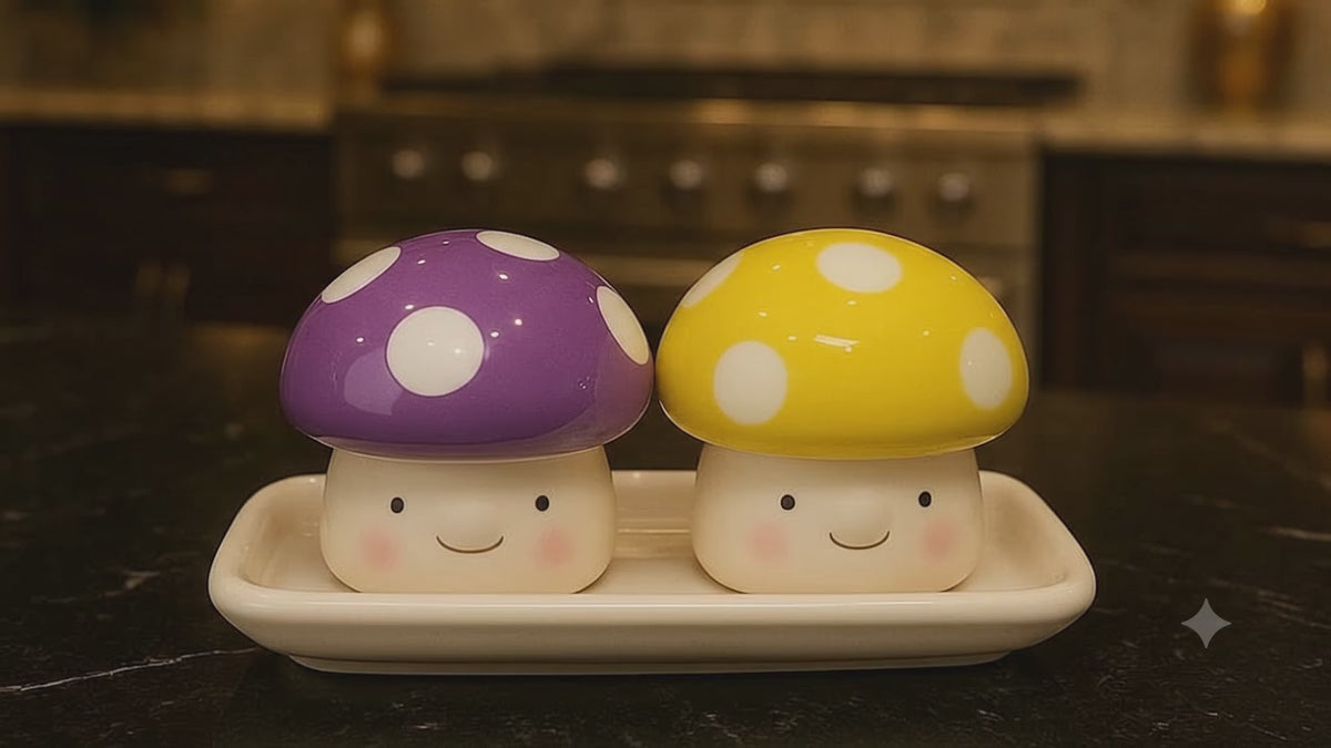 Ceramic Salt & Pepper Shaker Set with Tray